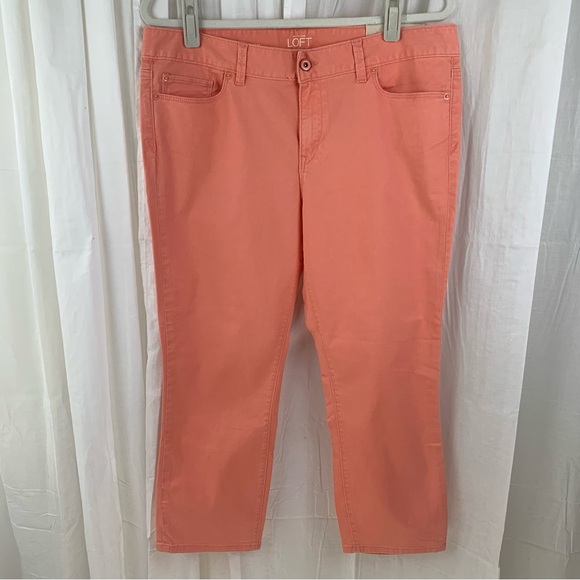Loft Modern Crop Jeans Coral Salmon Pink 
Size 31/12 Brand‎ New - Picture 1 of 7